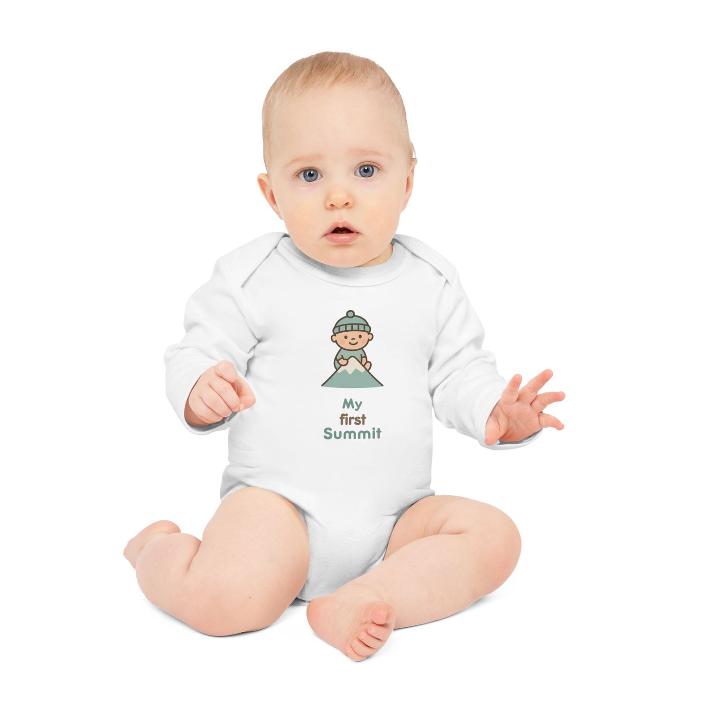 Baby Organic Bodysuit Long-Sleeve | My first Summit | white