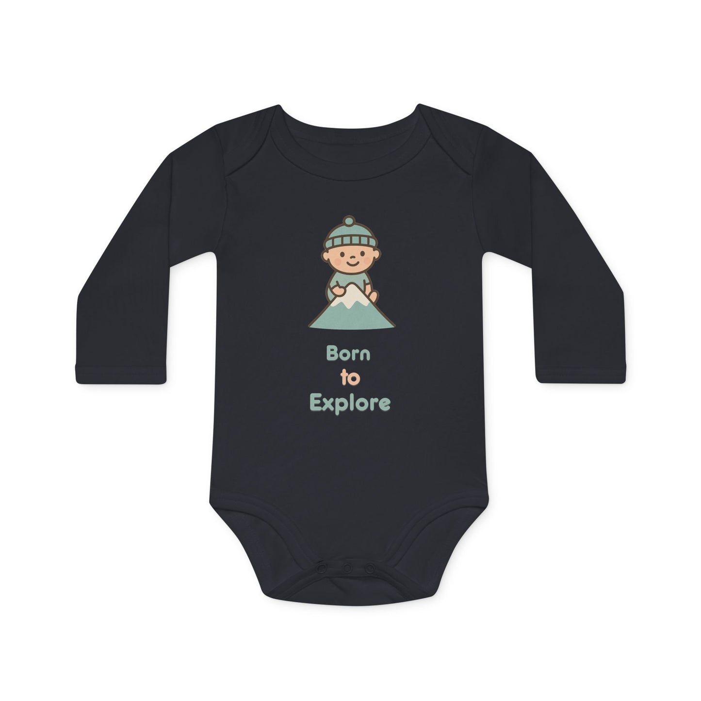 Baby Organic Bodysuit Long-Sleeve | Born to Explore | black