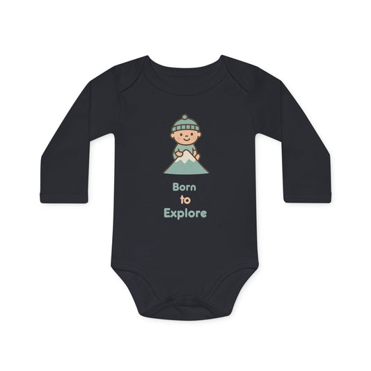Baby Organic Bodysuit Long-Sleeve | Born to Explore | black