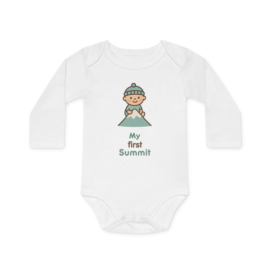 Baby Organic Bodysuit Long-Sleeve |  My first Summit | white