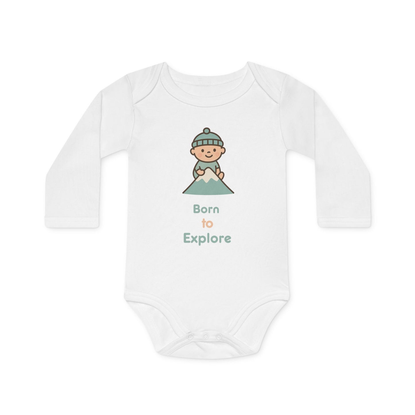 Baby Organic Bodysuit Long-Sleeve | Born to Explore | white