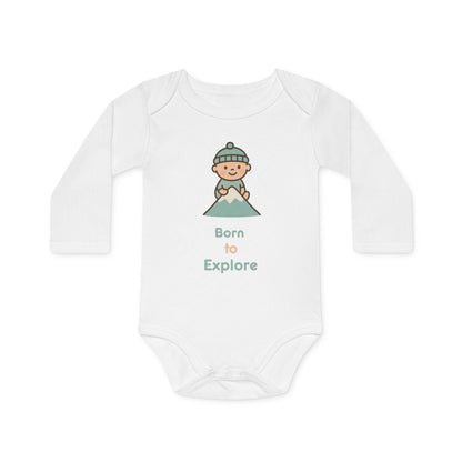 Baby Organic Bodysuit Long-Sleeve | Born to Explore | white