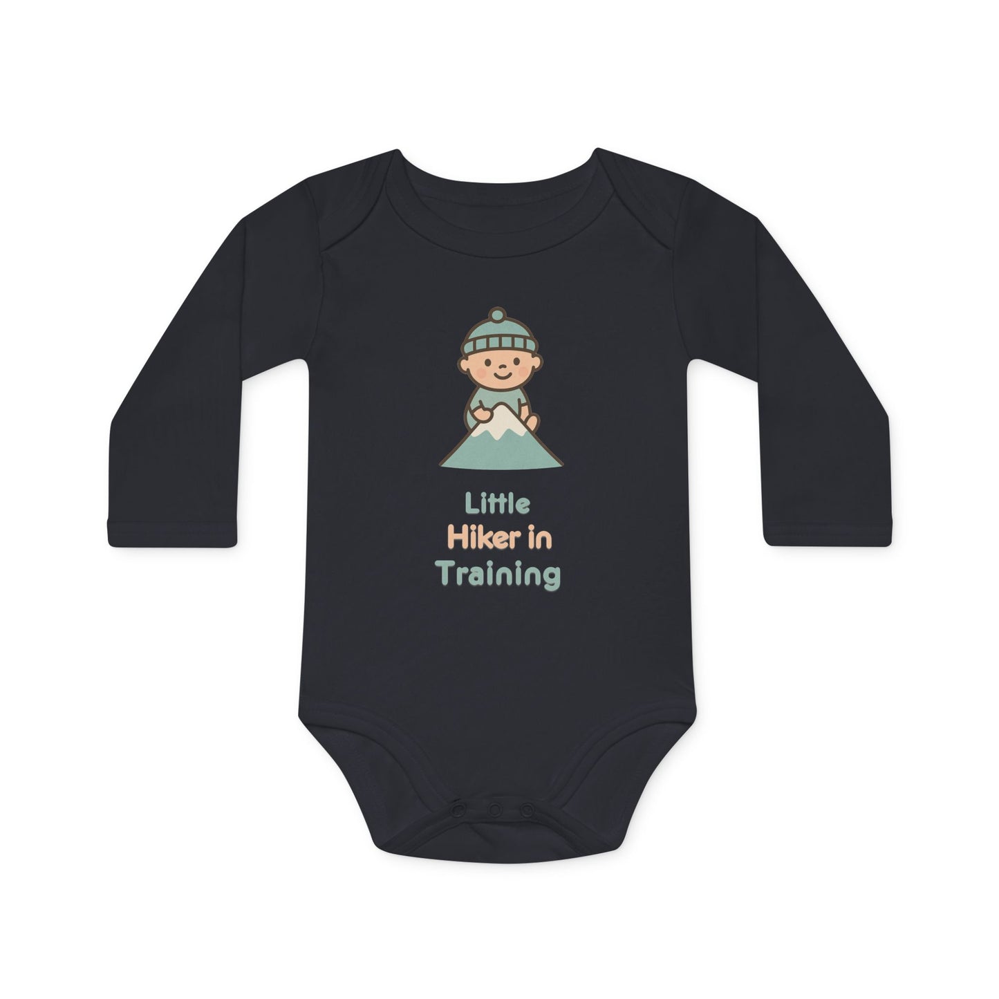 Baby Organic Bodysuit Long-Sleeve | Little Hiker in Training | black