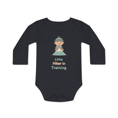 Baby Organic Bodysuit Long-Sleeve | Little Hiker in Training | black