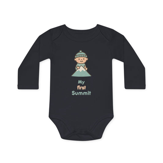 Baby Organic Bodysuit Long-Sleeve |  My first Summit | black