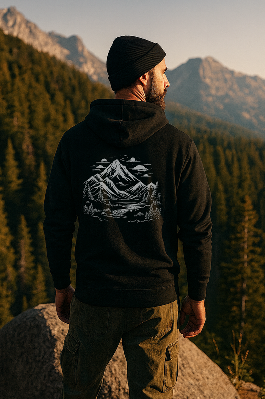 Premium Organic Hoodie Mountain Forest