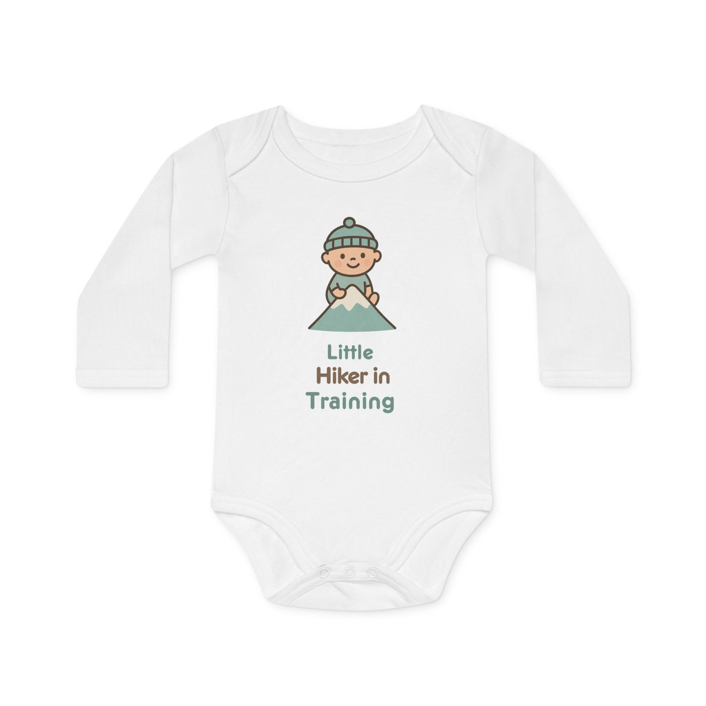 Baby Organic Bodysuit Long-Sleeve |  Little Hiker in Training | white
