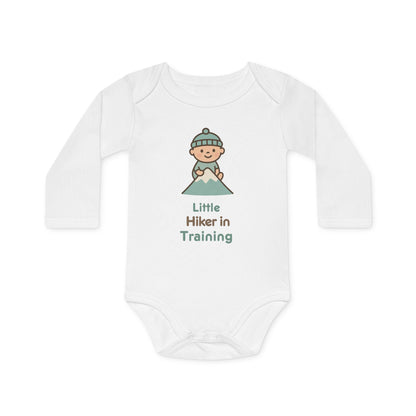 Baby Organic Bodysuit Long-Sleeve |  Little Hiker in Training | white