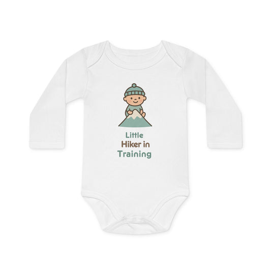 Baby Organic Bodysuit Long-Sleeve |  Little Hiker in Training | white