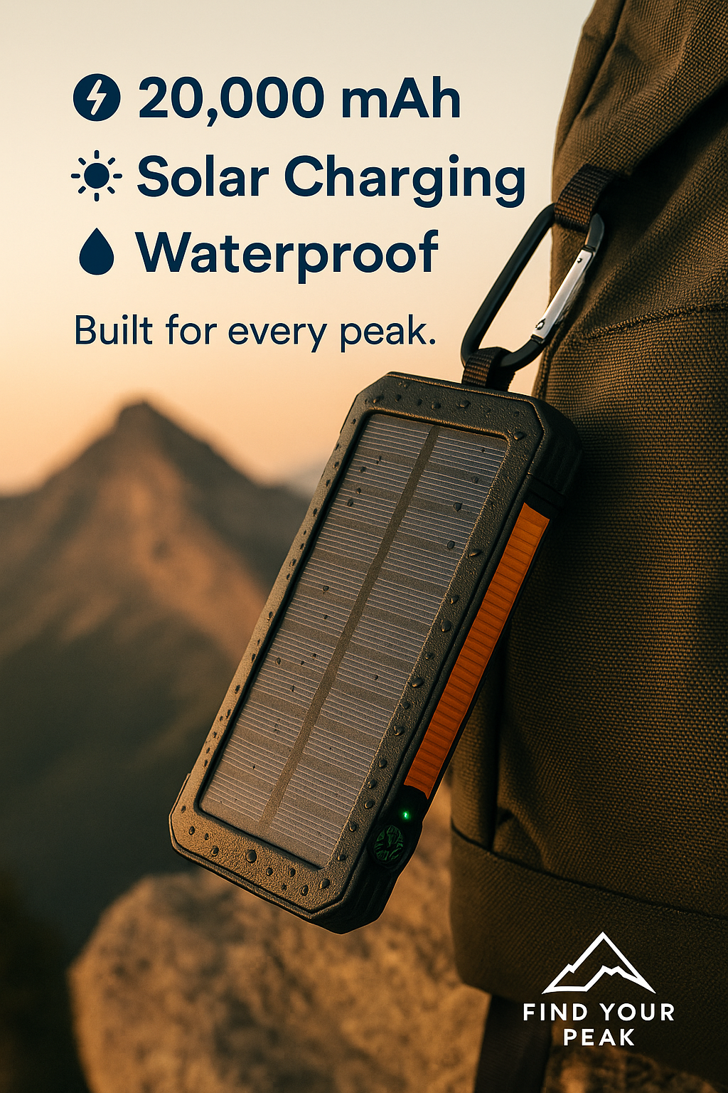 Solar Waterproof Powerbank 20 000 mAh