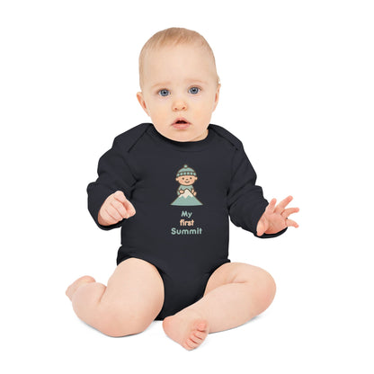 Baby Organic Bodysuit Long-Sleeve |  My first Summit | black